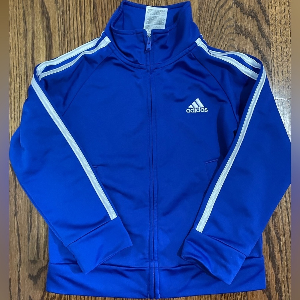 Adidas Royal‎ Blue White Full Zipper Jacket Size 4